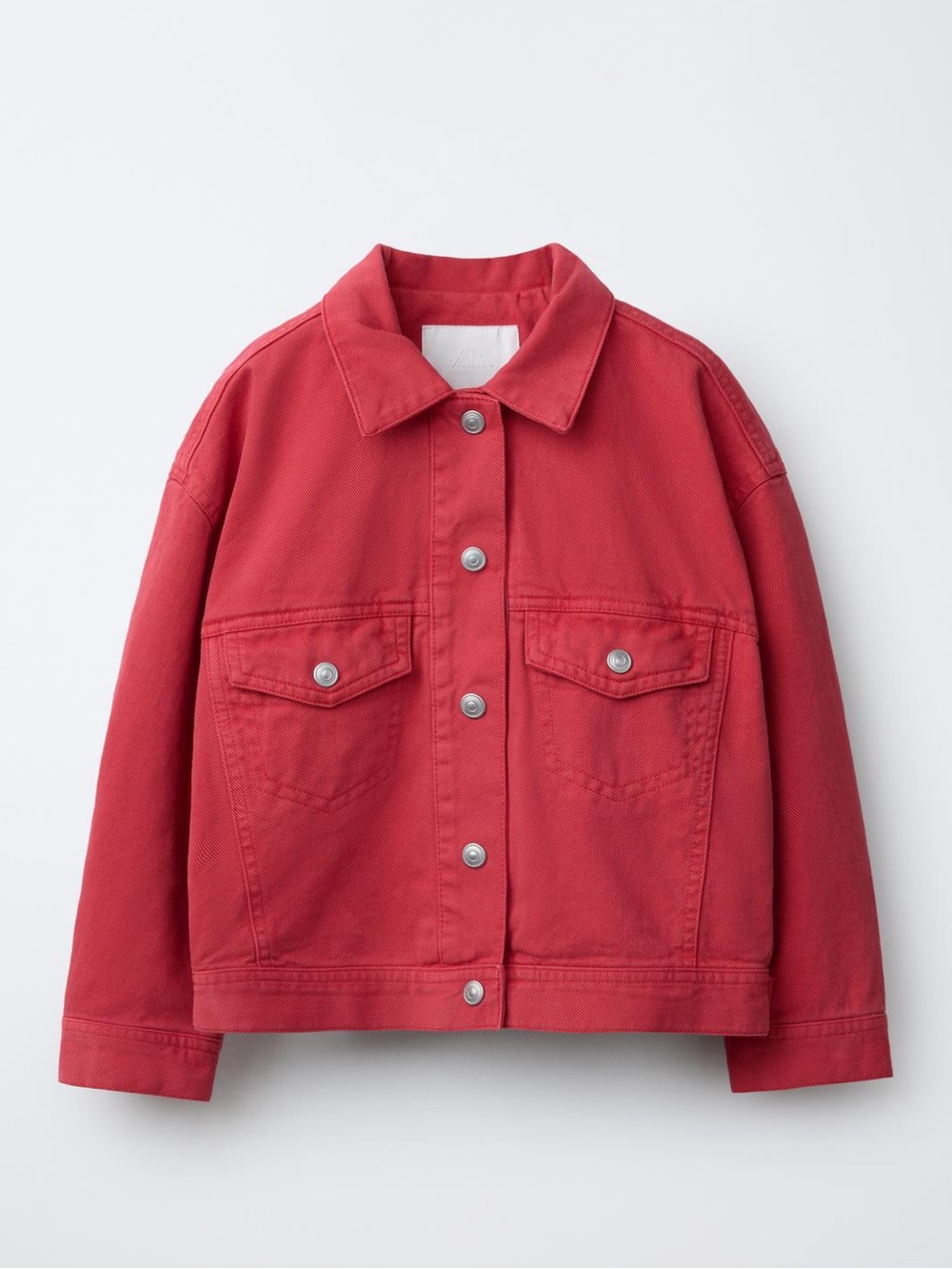 Zara Kids Coral-Red Denim Button Jacket